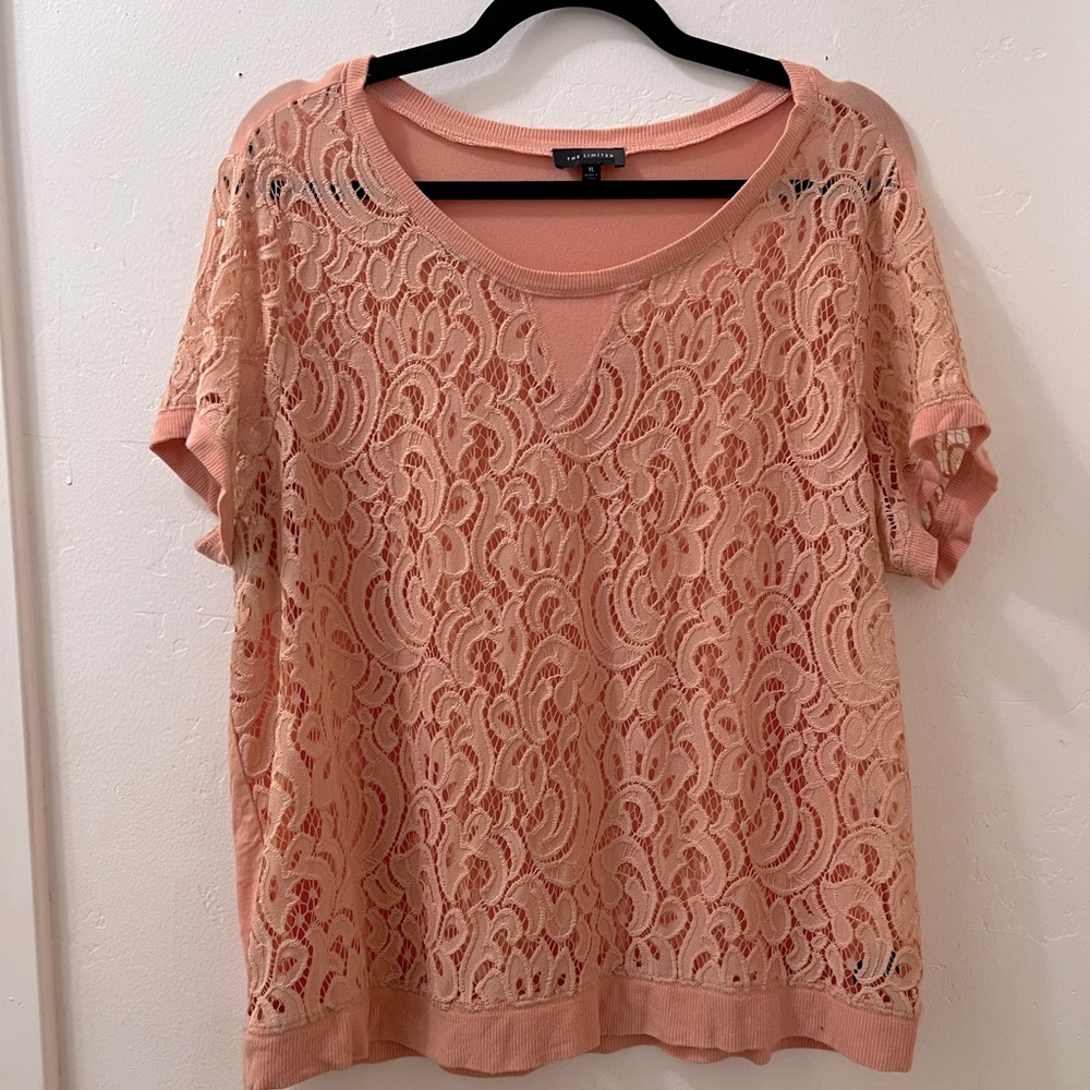 The Limited Pink Floral Lace Top Size XL